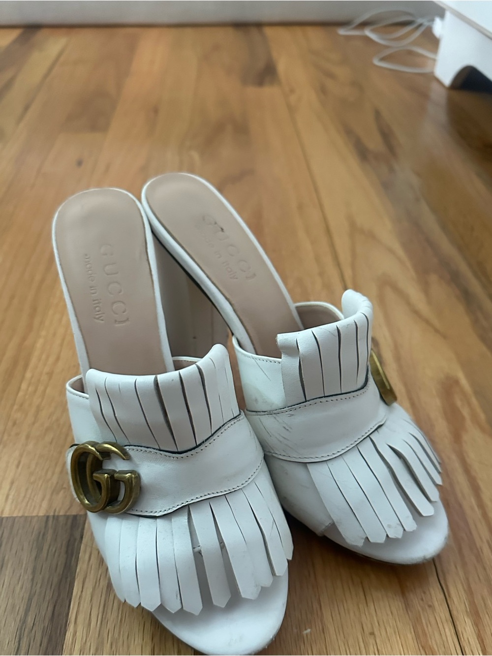 Gucci white mules